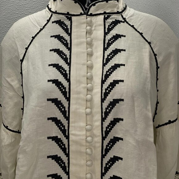 Scarlett Poppies Women’s Pallazzio Long Puff Sleeve Shirt Size XS Antique White - Picture 13 of 14